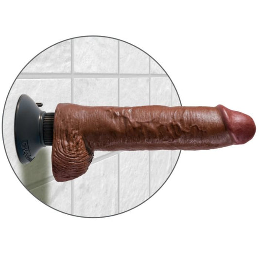 KING COCK - GODE VIBRATEUR AVEC TESTICULES 25.5 CM COULEUR MARRON - Sensualia