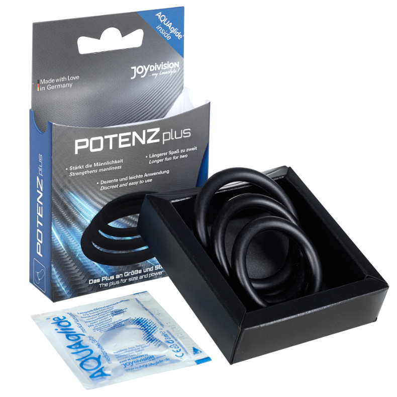 JOYDIVISION POTENZDUO - PLUS LOT DE 3 ANNEAUX NOIR - S, M, L - Sensualia
