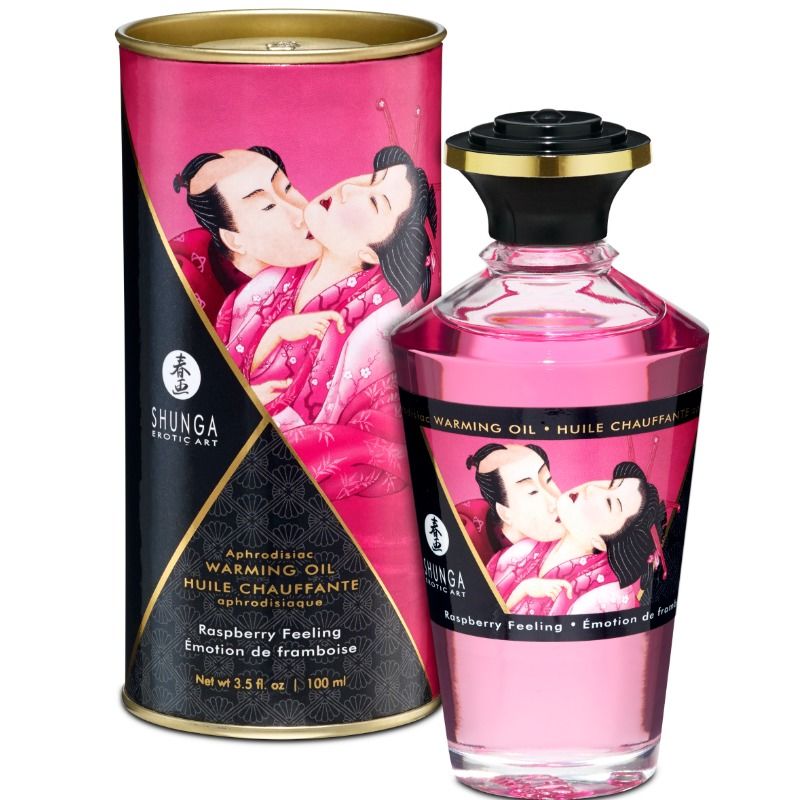SHUNGA - HUILE DE MASSAGE EFFET THERMIQUE SAVEUR INTENSE DE FRAMBOISE 100 ML - Sensualia