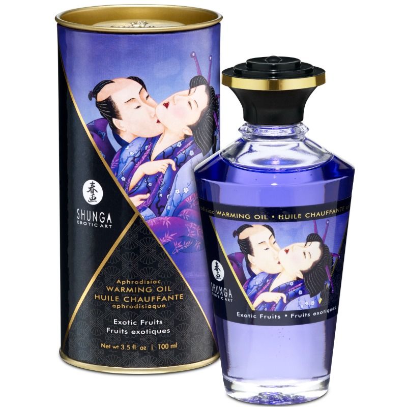 SHUNGA - HUILE DE MASSAGE EFFET THERMIQUE SAVEUR FRUITS EXOTIQUES 100 ML - Sensualia