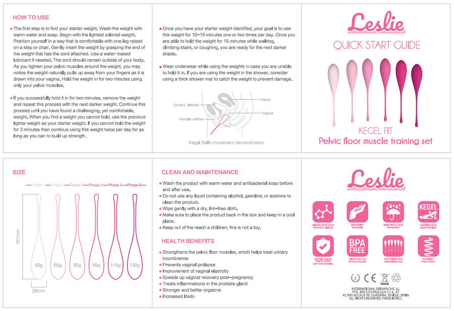 LESLIE - KEGEL FIT ENSEMBLE D'ENTRAÎNEMENT MUSCULAIRE PELVIEN 6 PCS - Sensualia