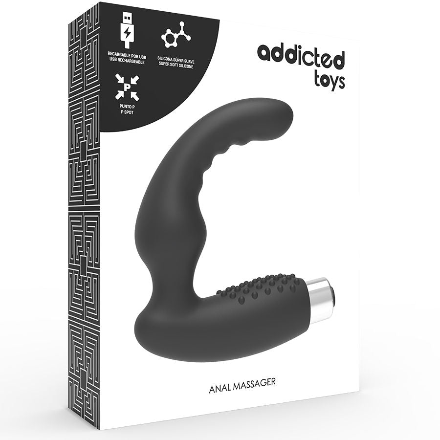 ADDICTED TOYS - VIBRATEUR PROSTATIQUE RECHARGEABLE MODÈLE 2 - NOIR - Sensualia