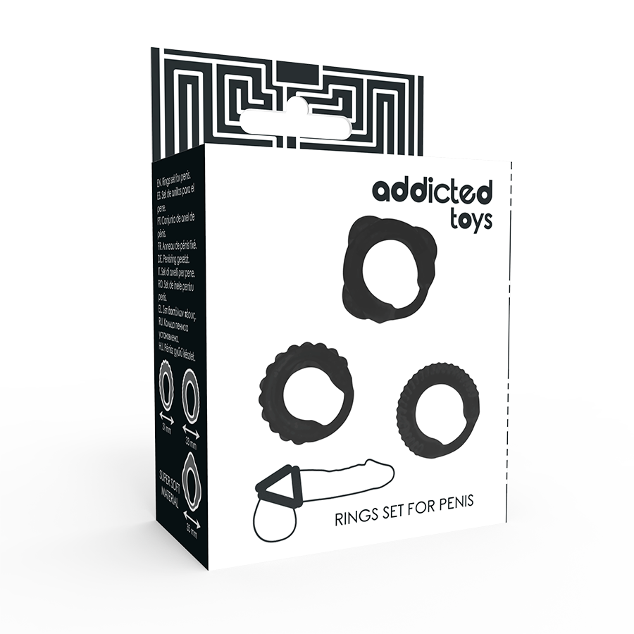 ADDICTED TOYS - ENSEMBLE C-RING NOIR - Sensualia