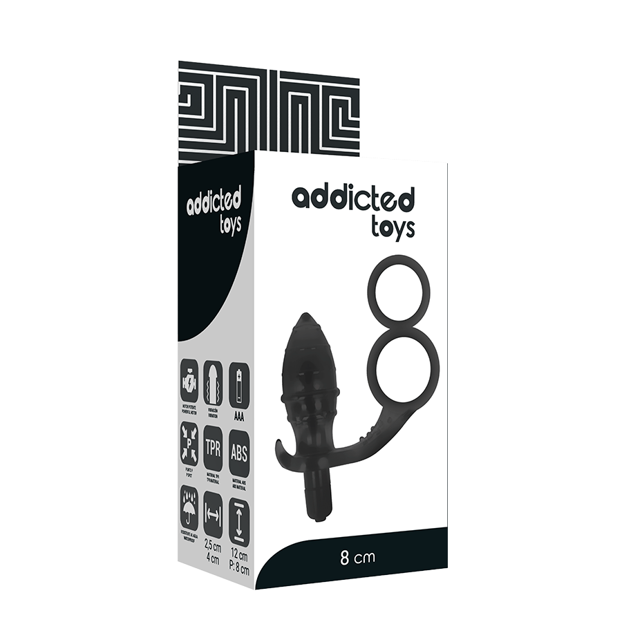 ADDICTED TOYS - PLUG ANAL AVEC DOUBLE ANNEAU NOIR - Sensualia