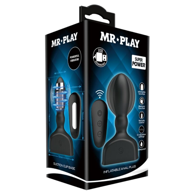 MR PLAY - TÉLÉCOMMANDE DE PLUG ANAL GONFLABLE NOIR - Sensualia