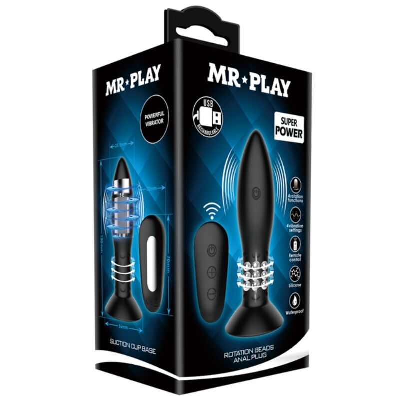 MR PLAY - PLUG AVEC TÉLÉCOMMANDE BILLES TOURNANTES NOIRES - Sensualia