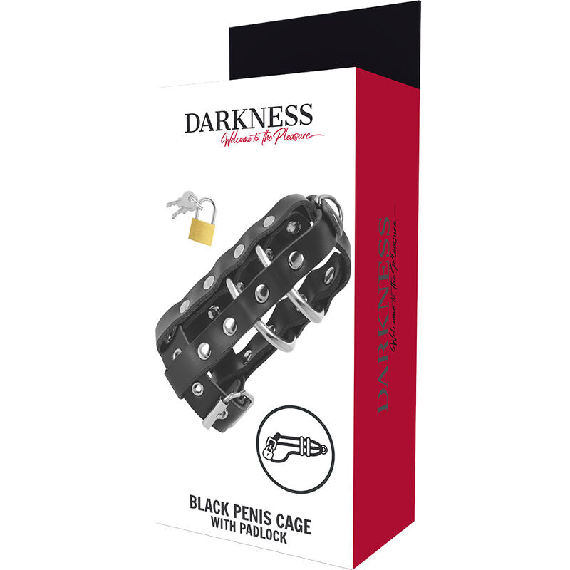 DARKNESS - CAGE DE CHASTETÉ EN CUIR AVEC SERRURE - Sensualia