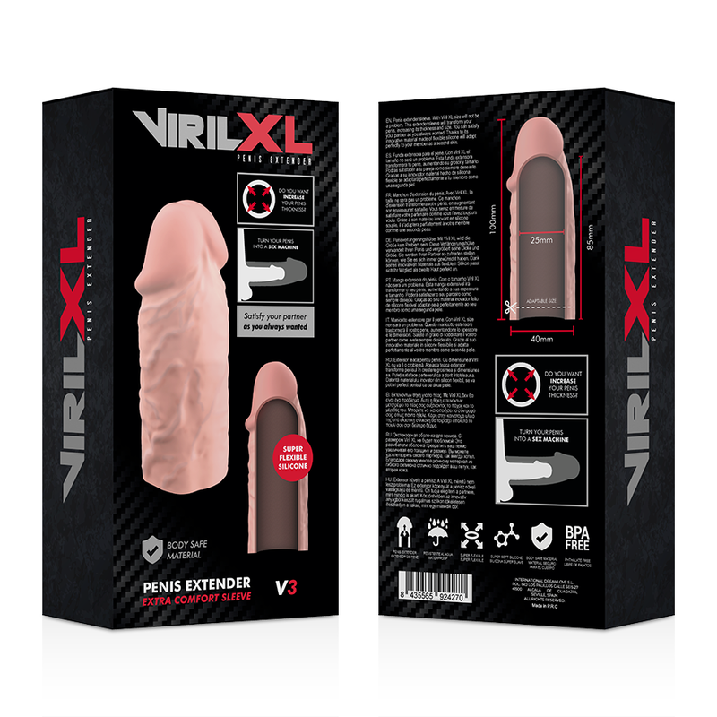 VIRILXL - EXTENSION NATURELLE DU PÉNIS EN SILICONE LIQUIDE V3 - Sensualia