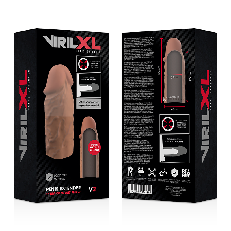 VIRILXL - EXTENSION DE PÉNIS MARRON EN SILICONE LIQUIDE V3 VIRILXL
