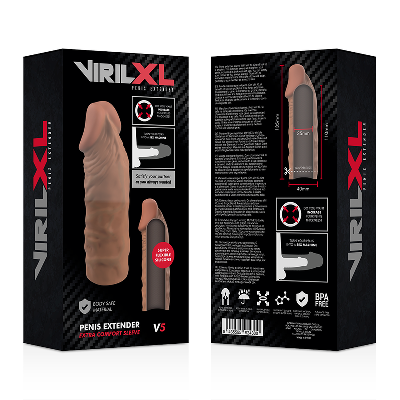 VIRILXL - EXTENSION DE PÉNIS MARRON EN SILICONE LIQUIDE V5 - Sensualia