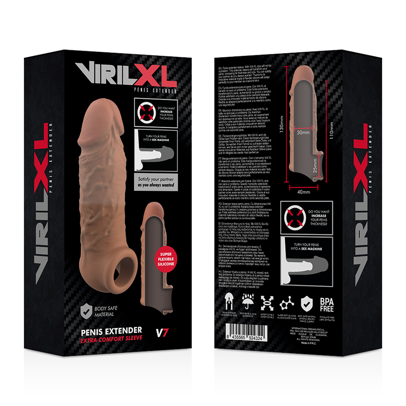 VIRILXL - EXTENSION DE PÉNIS EN SILICONE LIQUIDE V7 MARRON VIRILXL
