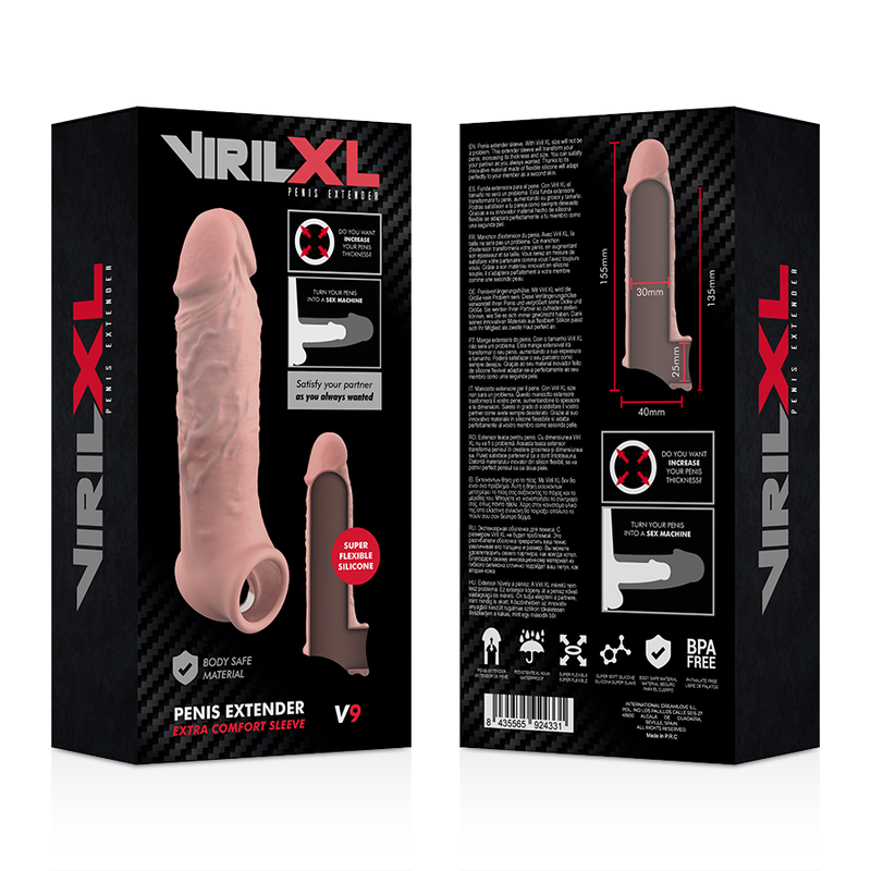 VIRILXL - EXTENSION NATURELLE DU PÉNIS EN SILICONE LIQUIDE V9 - Sensualia