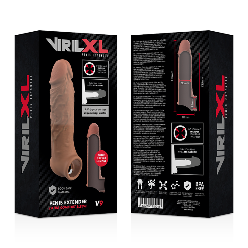 VIRILXL - EXTENSION DE PÉNIS MARRON EN SILICONE LIQUIDE V9 - Sensualia