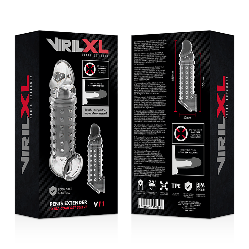 VIRILXL - EXTENSION DE PÉNIS ET GAINE V11 TRANSPARENTE VIRILXL
