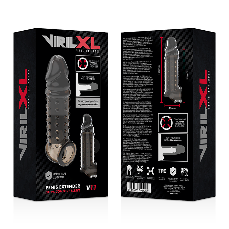 VIRILXL - EXTENSION ET GAINE DE PÉNIS V11 NOIR - Sensualia