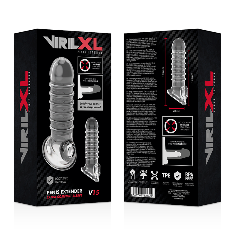 VIRILXL - EXTENSION DE PÉNIS ET GAINE V15 TRANSPARENTE - Sensualia