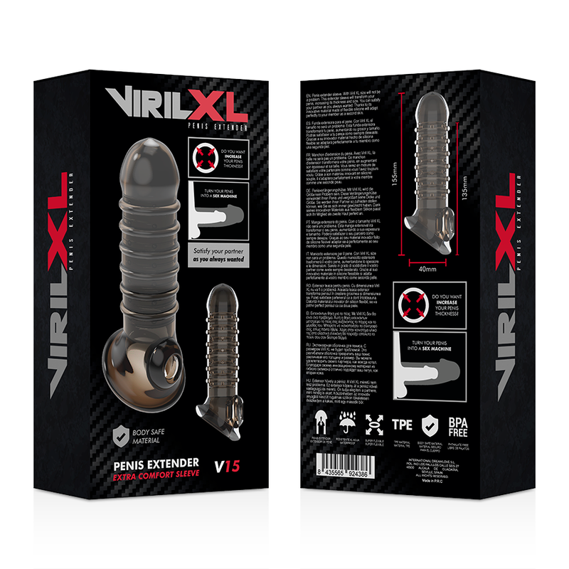 VIRILXL - EXTENSION ET GAINE DE PÉNIS V15 NOIRE - Sensualia