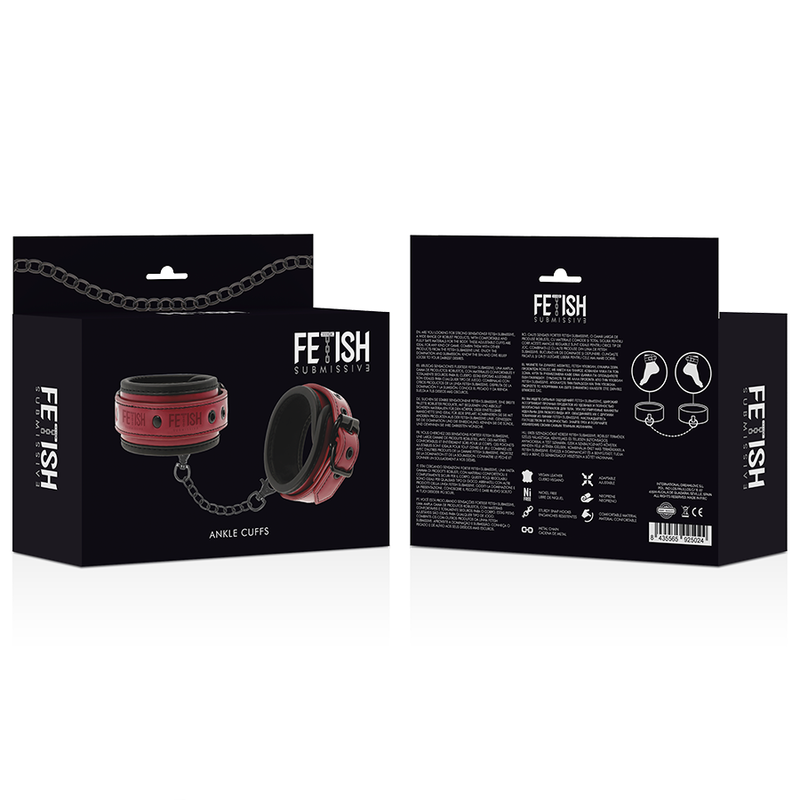 FETISH SUBMISSIVE DARK ROOM - MENOTTES DE CHEVILLE EN CUIR VÉGAN AVEC DOUBLURE EN NÉOPRÈNE - Sensualia