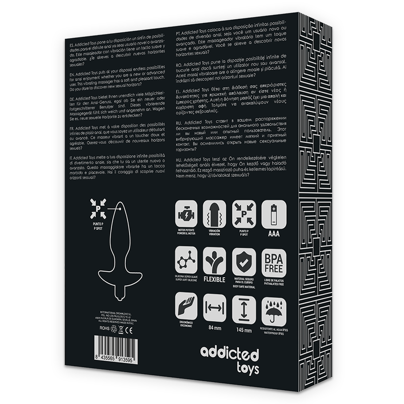 ADDICTED TOYS - MASSAGER PLUG ANAL AVEC VIBRATION NOIR - Sensualia