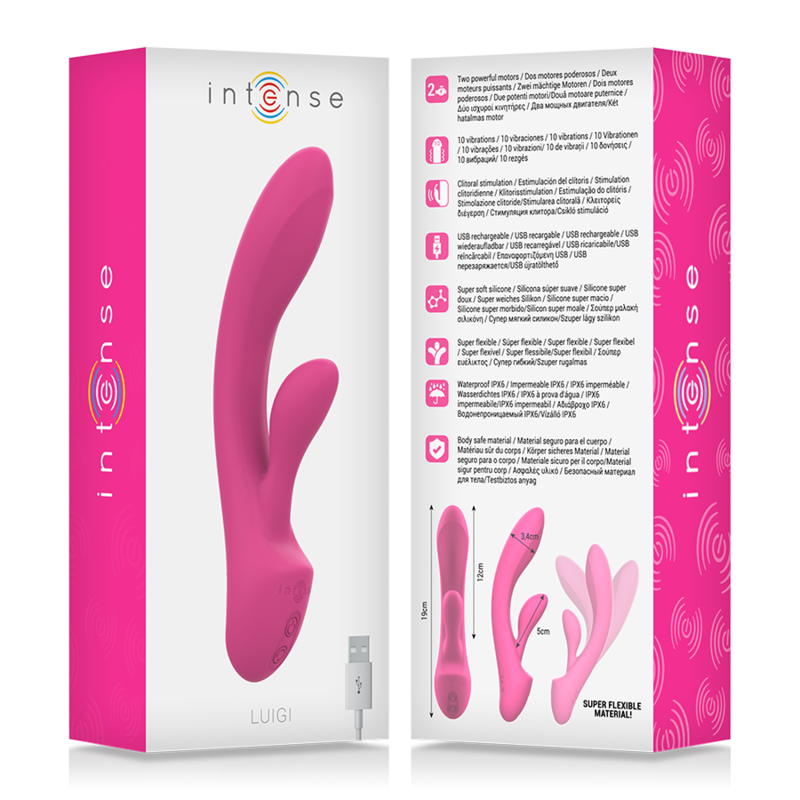 INTENSE - VIBRATEUR LUIGI RABBIT SILICONE LIQUIDE ROSE - Sensualia
