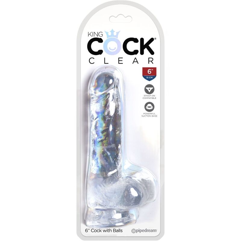 KING COCK - CLEAR PÉNIS RÉALISTE AVEC BOULES 13.5 CM TRANSPARENT - Sensualia