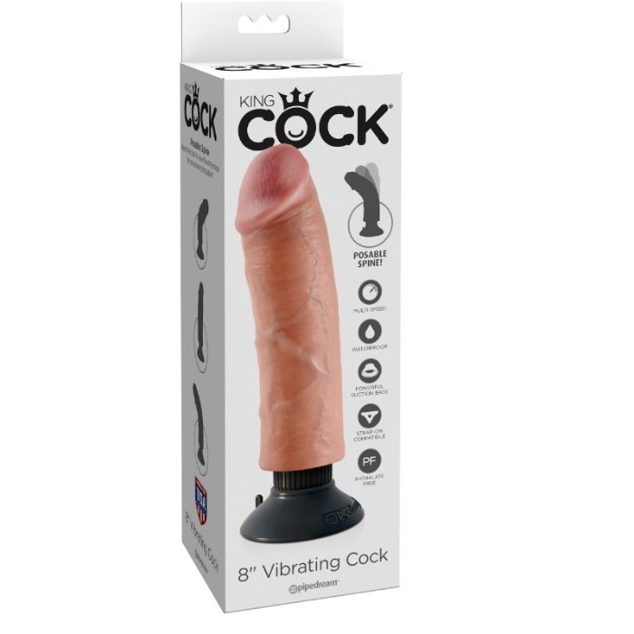 KING COCK - GODE VIBRATEUR 20.32 CM NATUREL - Sensualia