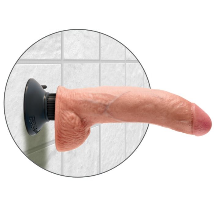 KING COCK - GODE VIBRATEUR AVEC TESTICULES 23 CM NATUREL - Sensualia
