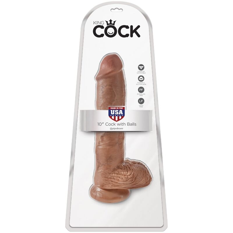 KING COCK - PÉNIS RÉALISTE AVEC BOULES 19.8 CM CARAMEL - Sensualia