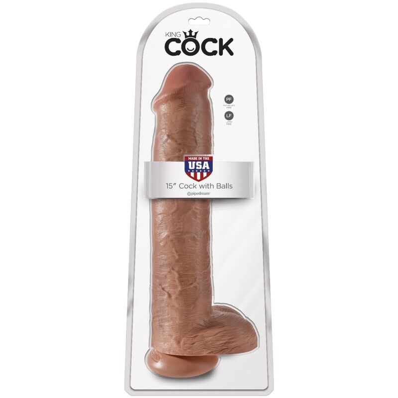 KING COCK - PÉNIS RÉALISTE AVEC BOULES 34.2 CM CARAMEL - Sensualia