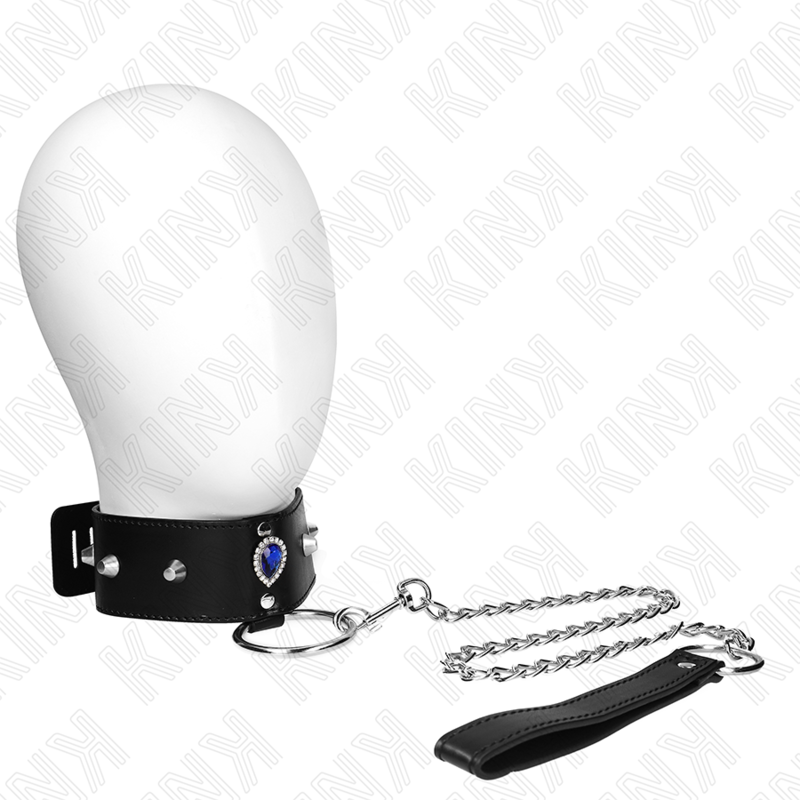 KINK - COLLIER 65 CM AVEC BRACELET AVEC DIAMANTS BLEU AJUSTABLE 36-43 CM X 5 CM - Sensualia