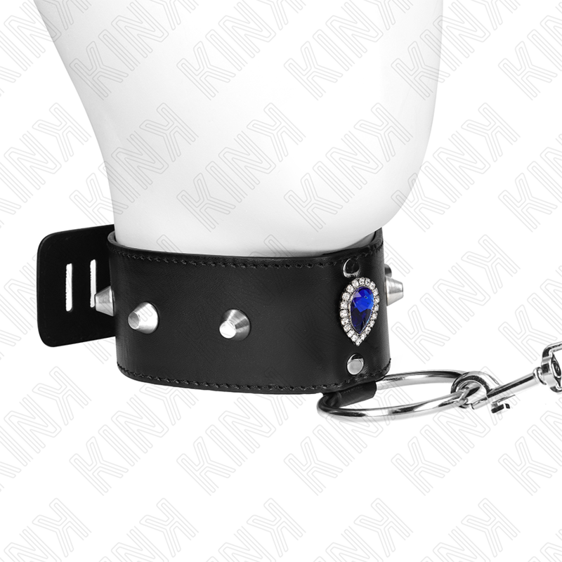 KINK - COLLIER 65 CM AVEC BRACELET AVEC DIAMANTS BLEU AJUSTABLE 36-43 CM X 5 CM - Sensualia