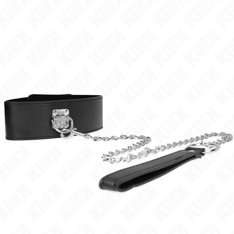 KINK - COLLIER AVEC CEINTURE 65 CM AVEC LARGE BRACELET NOIR AJUSTABLE 33,5-41 CM X 5 CM - Sensualia