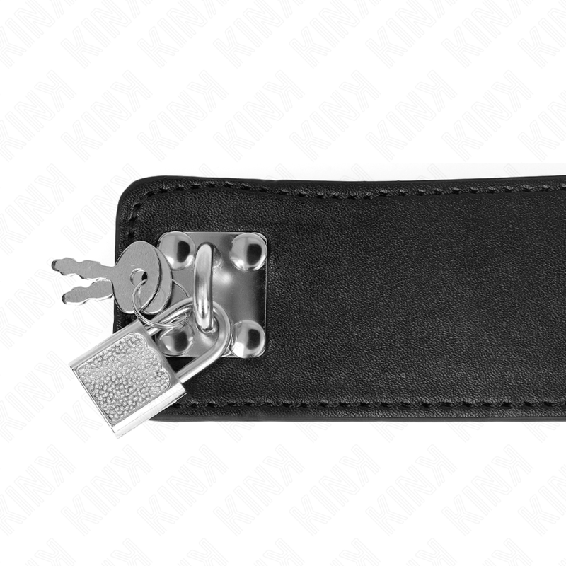 KINK - COLLIER AVEC CEINTURE 65 CM AVEC LARGE BRACELET NOIR AJUSTABLE 33,5-41 CM X 5 CM - Sensualia