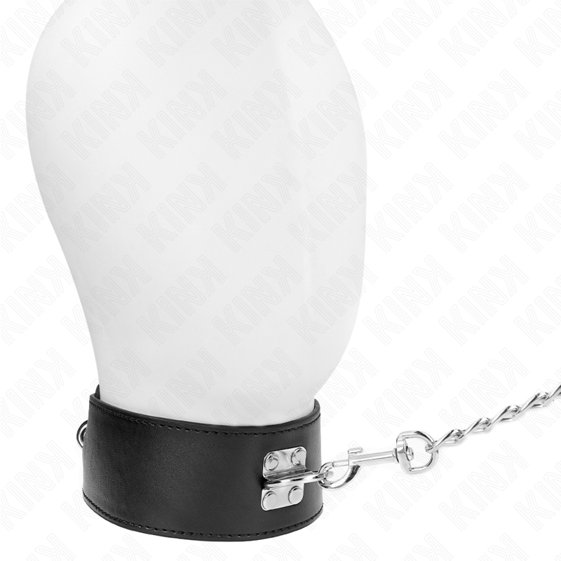 KINK - COLLIER AVEC CEINTURE 65 CM AVEC LARGE BRACELET NOIR AJUSTABLE 33,5-41 CM X 5 CM - Sensualia