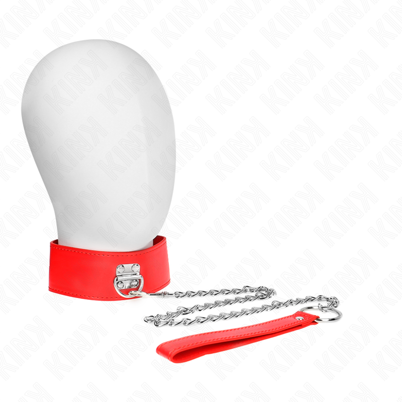 KINK - COLLIER AVEC CEINTURE 65 CM AVEC LARGE BRACELET ROUGE AJUSTABLE 33,5-41 CM X 5 CM - Sensualia