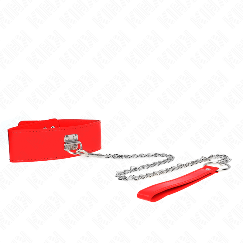 KINK - COLLIER AVEC CEINTURE 65 CM AVEC LARGE BRACELET ROUGE AJUSTABLE 33,5-41 CM X 5 CM - Sensualia