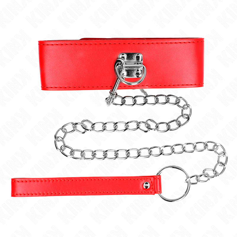 KINK - COLLIER AVEC CEINTURE 65 CM AVEC LARGE BRACELET ROUGE AJUSTABLE 33,5-41 CM X 5 CM - Sensualia