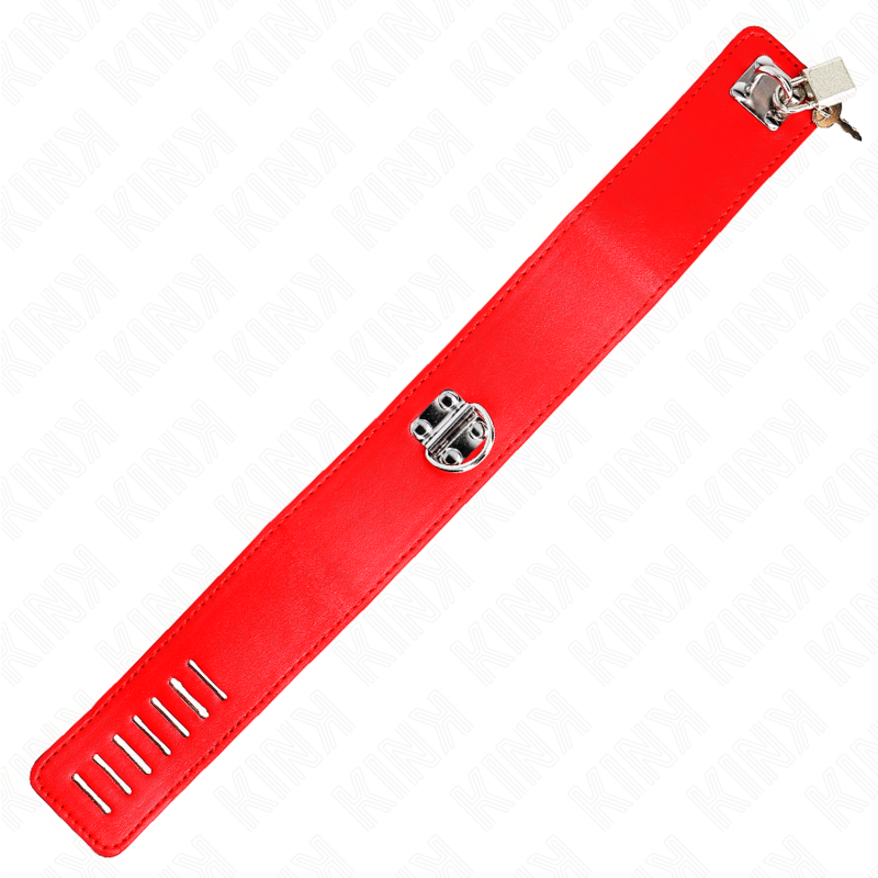KINK - COLLIER AVEC CEINTURE 65 CM AVEC LARGE BRACELET ROUGE AJUSTABLE 33,5-41 CM X 5 CM - Sensualia