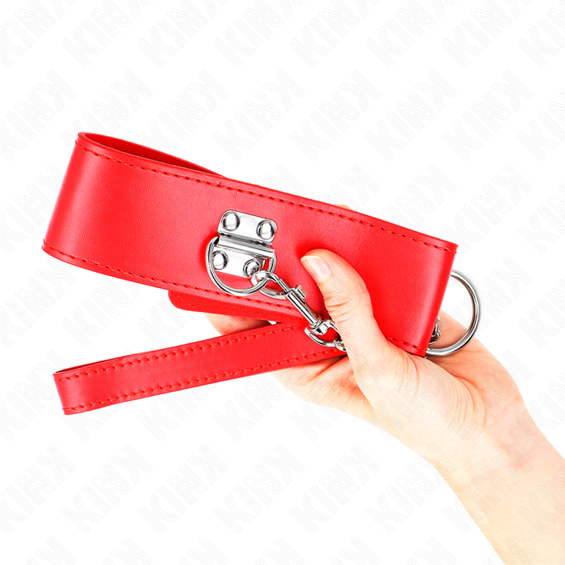 KINK - COLLIER AVEC CEINTURE 65 CM AVEC LARGE BRACELET ROUGE AJUSTABLE 33,5-41 CM X 5 CM - Sensualia