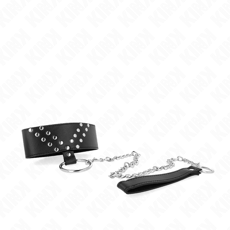 KINK - COLLIER AVEC CEINTURE 65 CM AVEC RIVET V RÉGLABLE 36-43 CM X 5 CM - Sensualia