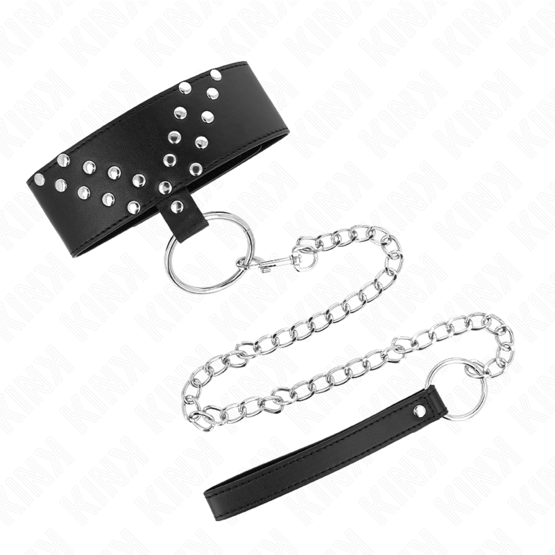 KINK - COLLIER AVEC CEINTURE 65 CM AVEC RIVET V RÉGLABLE 36-43 CM X 5 CM - Sensualia