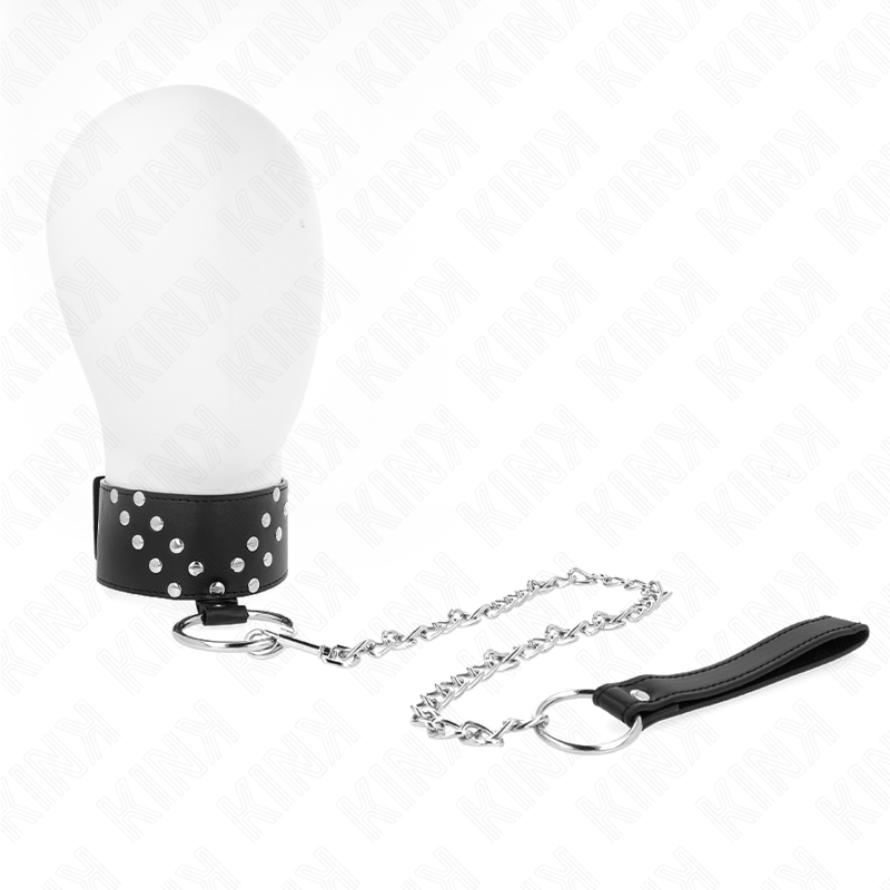KINK - COLLIER AVEC CEINTURE 65 CM AVEC RIVET V RÉGLABLE 36-43 CM X 5 CM - Sensualia