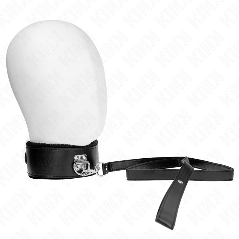KINK - COLLIER AVEC LAISSE 116 CM AVEC CLOUS ARGENTÉS MODÈLE 4 NOIR AJUSTABLE 40-48 CM X 6 CM - Sensualia
