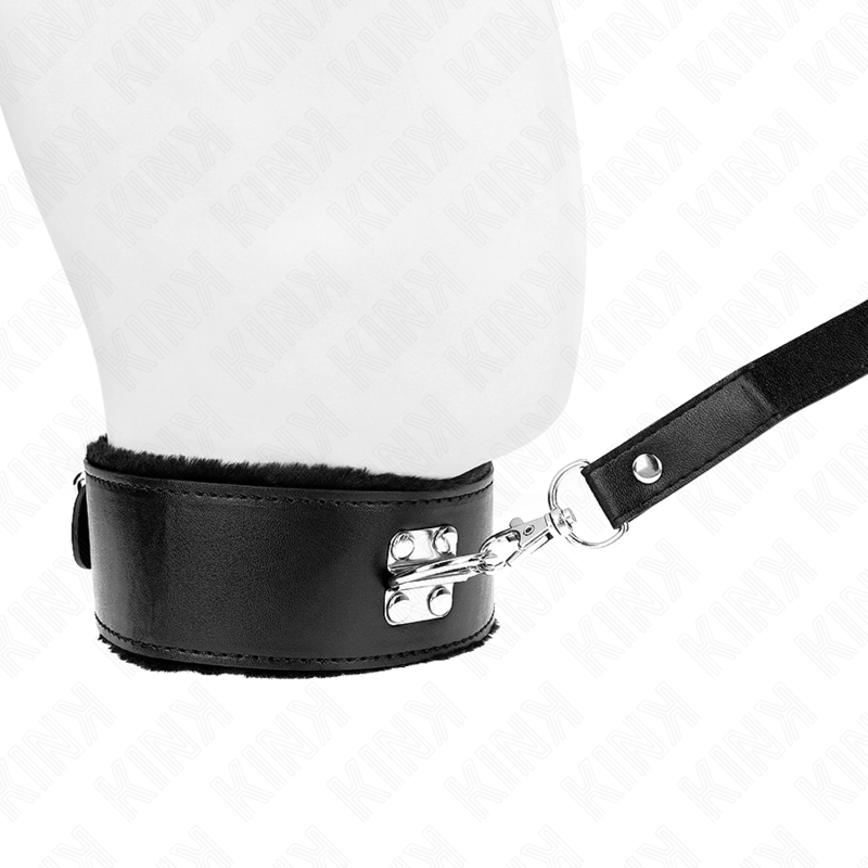 KINK - COLLIER AVEC LAISSE 116 CM AVEC CLOUS ARGENTÉS MODÈLE 4 NOIR AJUSTABLE 40-48 CM X 6 CM - Sensualia