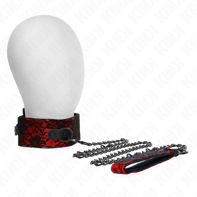 KINK - COLLIER DENTELLE AVEC CEINTURE AVEC CEINTURE EN CUIR VRAI 105 CM / 44 X 5,5 CM - Sensualia