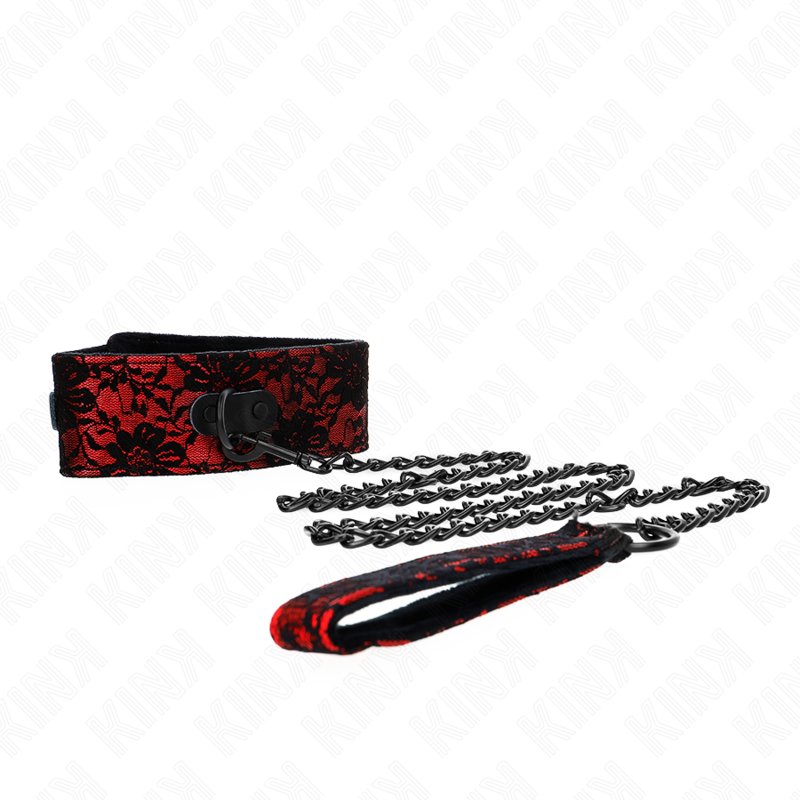 KINK - COLLIER DENTELLE AVEC CEINTURE AVEC CEINTURE EN CUIR VRAI 105 CM / 44 X 5,5 CM - Sensualia