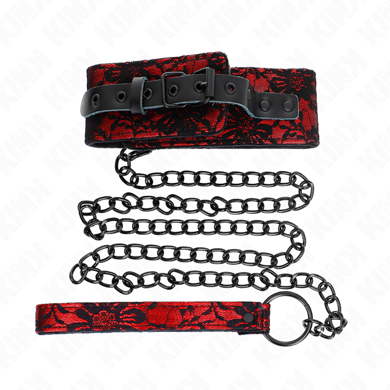 KINK - COLLIER DENTELLE AVEC CEINTURE AVEC CEINTURE EN CUIR VRAI 105 CM / 44 X 5,5 CM - Sensualia