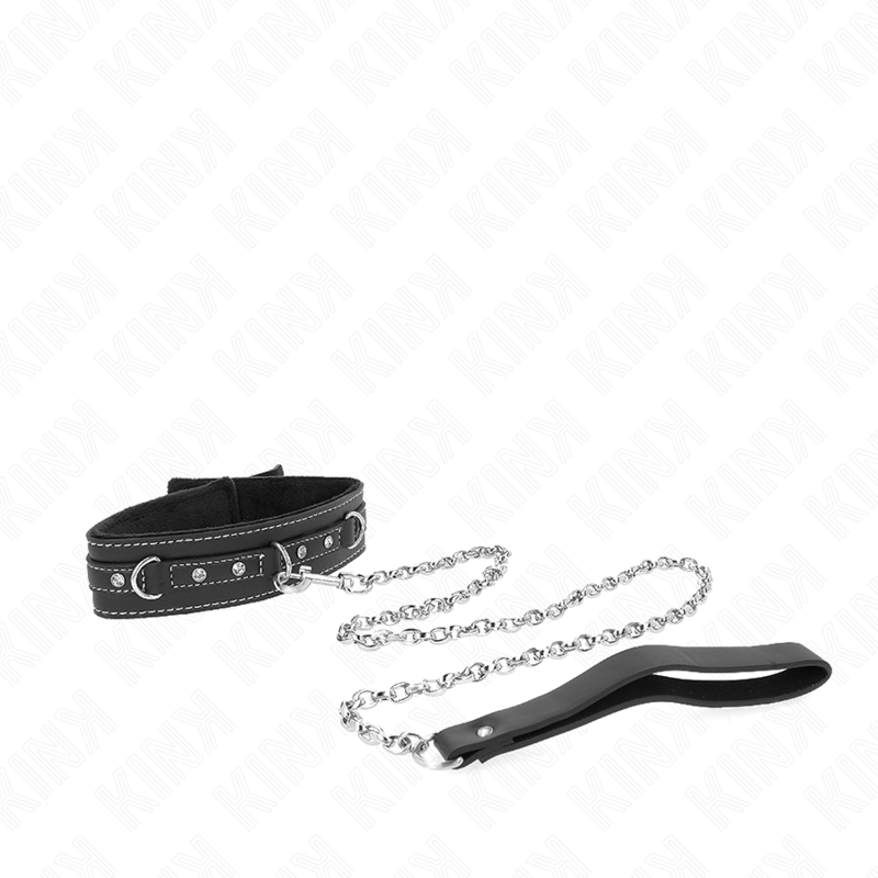 KINK - COLLIER EN CUIR PVC AVEC CEINTURE 105 CM RIVET STRASS 41,5 X 4 CM - Sensualia