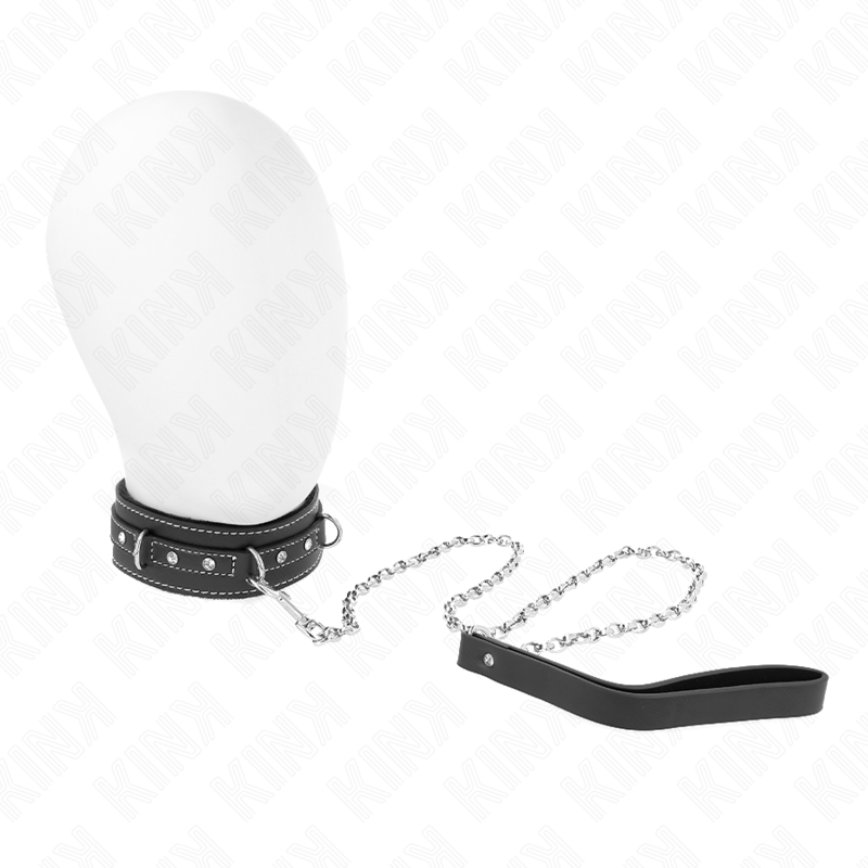 KINK - COLLIER EN CUIR PVC AVEC CEINTURE 105 CM RIVET STRASS 41,5 X 4 CM - Sensualia