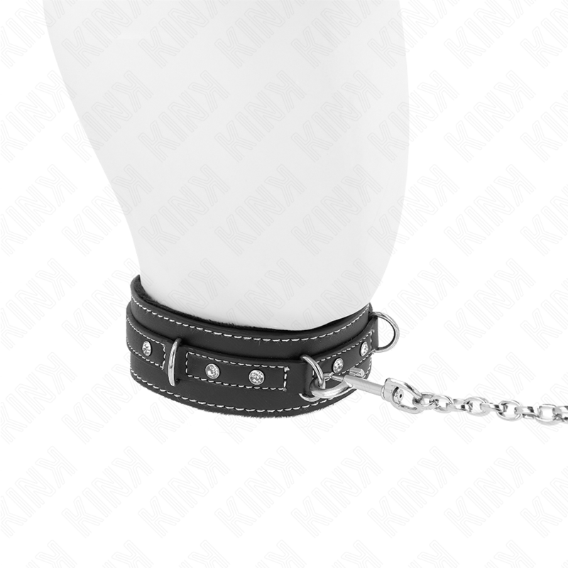 KINK - COLLIER EN CUIR PVC AVEC CEINTURE 105 CM RIVET STRASS 41,5 X 4 CM - Sensualia
